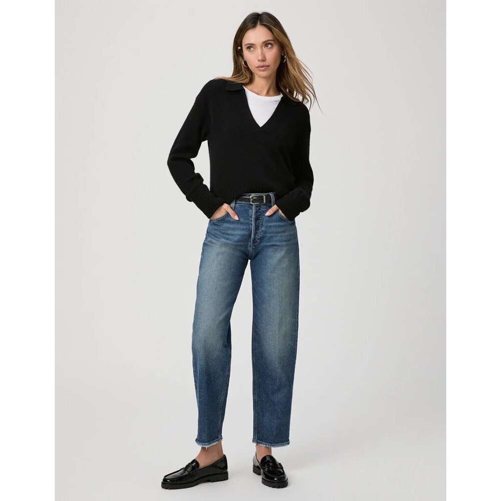 PAIGE Premium Denim Alexis High Waist Ankle Barrel Jeans (Lovejoy Distressed) 29